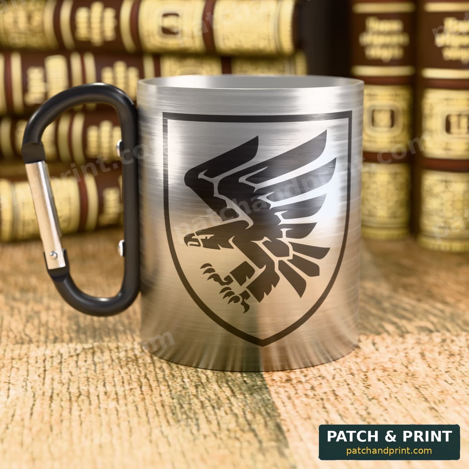 Чашка «95-та окрема десантно-штурмова Поліська бригада» (емблема і вірш Шевченка, чорно-біла)
