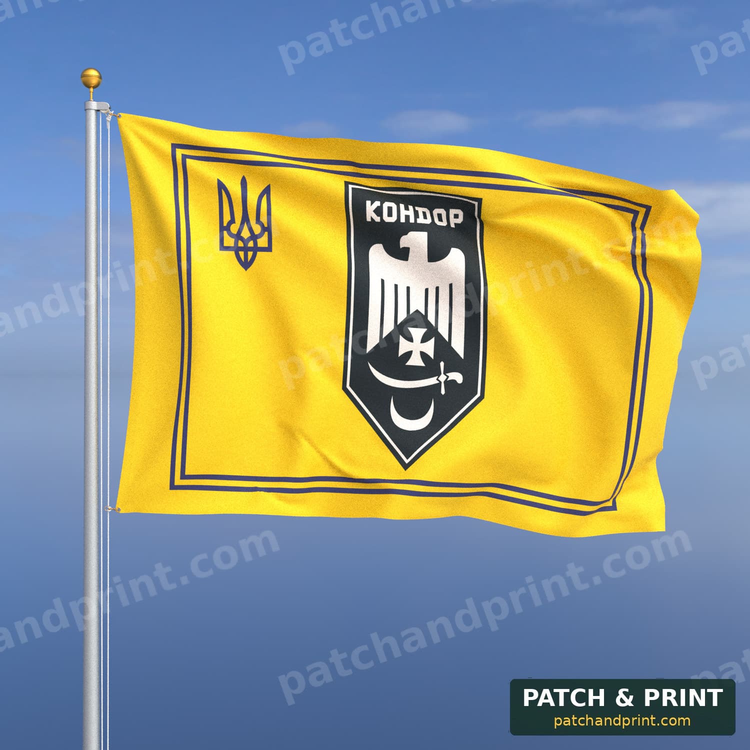Flag "National Guard - Unmanned Systems Battalion “Kondor”" (Azov Flag Background)